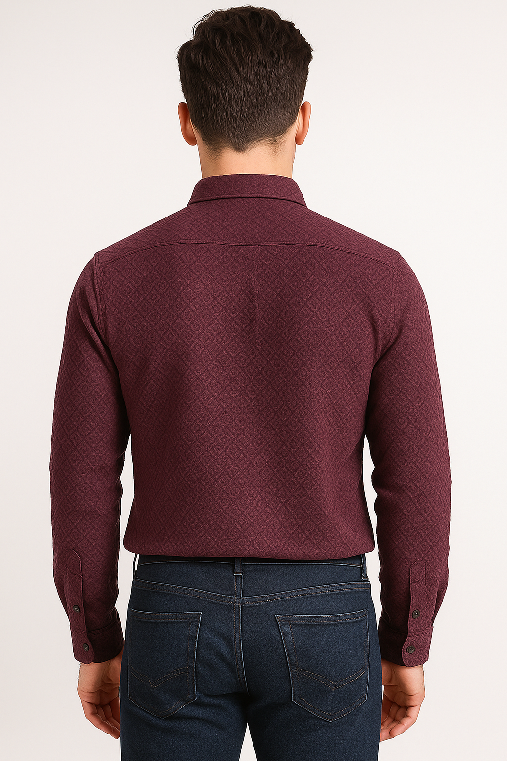 Men's Full-Sleeve Textured Shirt - Maroon