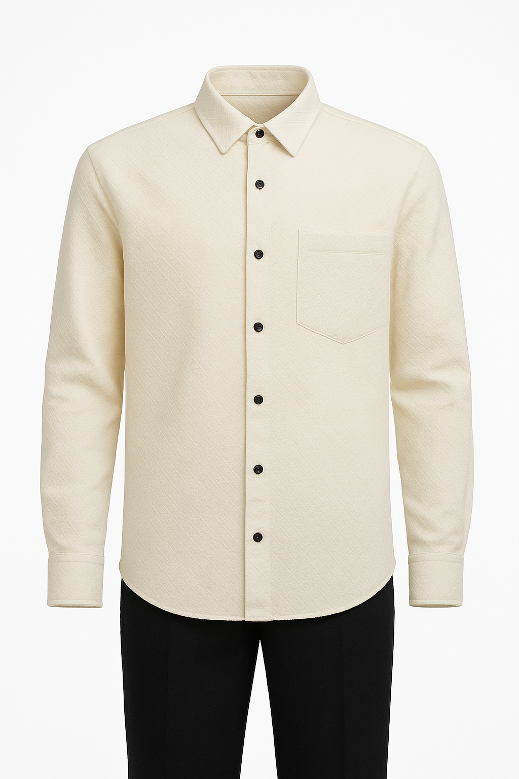 Men's Full-Sleeve Textured Shirt - Cream