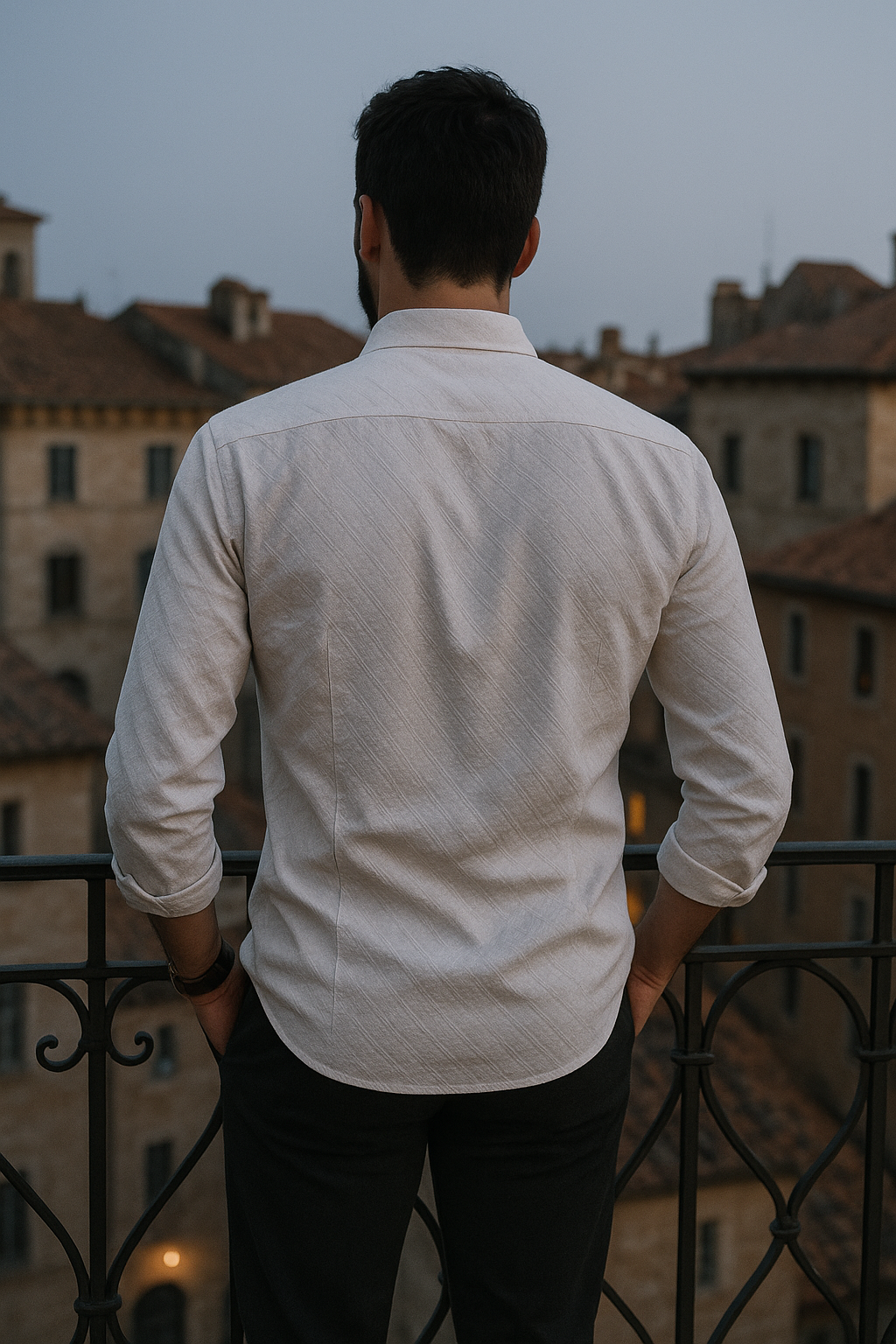 Men's Full-Sleeve Textured Shirt - White