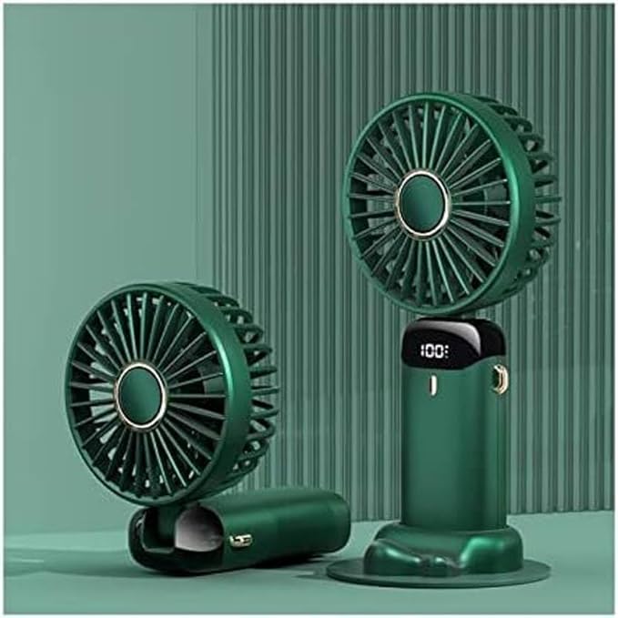 Rechargeable Desk Mini Fan, Portable Handheld Table Fan, Clooing Fan for Men & Women, USB Powered Quiet Personal Fan with LED Display,5 Speed for Home Office Travel (LIGHT PINK)