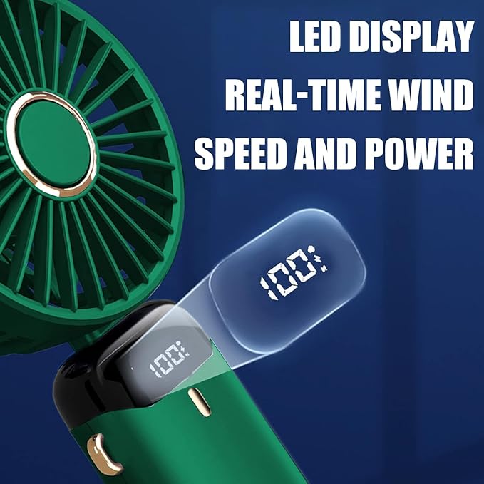 Rechargeable Desk Mini Fan, Portable Handheld Table Fan, Clooing Fan for Men & Women, USB Powered Quiet Personal Fan with LED Display,5 Speed for Home Office Travel (LIGHT PINK)