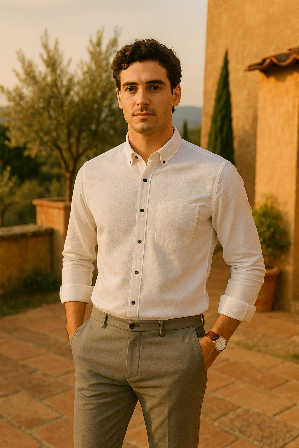 Men's Full-Sleeve Textured Shirt - White